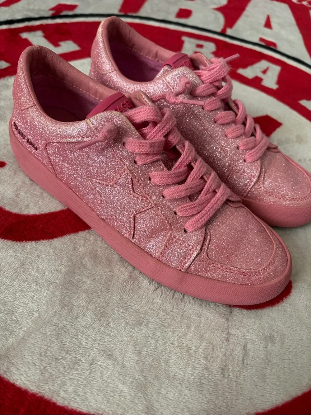 Vintage Havana  Women's Pink Glitter Platform Sneakers -